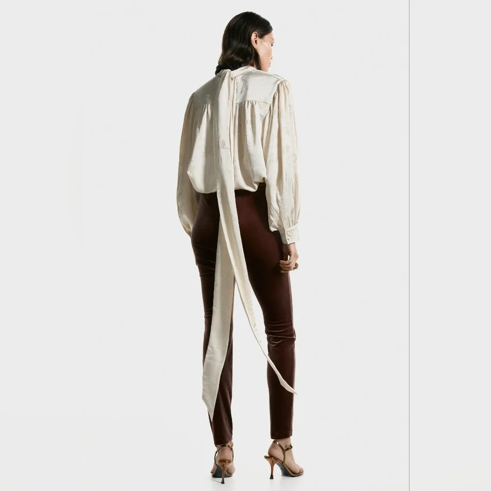 H&M Satin Jaquard Tie Neck Blouse - Picture 5 of 16